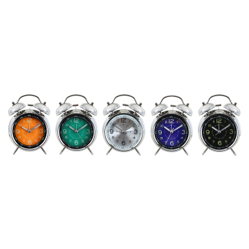 Chrome Twin Bell Alarm Clock Luminous Dial