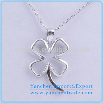 925 Sterling Silver Jewelry Hign Quality Lucky Design Four Leaf Shaped Pendant Necklace With Rhodium Plated For Best Friends