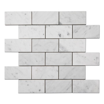 Carrara Brick Mosaic Polished White Marble Tile for Wall and Floor