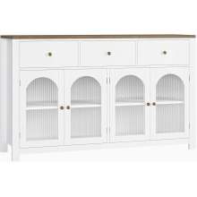 white sideboard cabinet for livingroom Modern Sideboard with Glass Doors Wood Buffet Sideboard Supplier