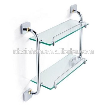 luxury bathroom design wall mounted 2 tire glass shelf