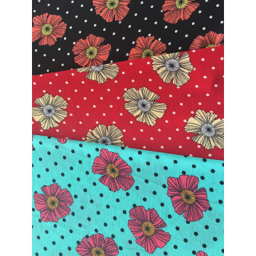 Dots Flower Design Polyester Bubble Crepe Printing Fabric