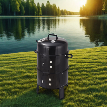 Black Smoky and Circular Smoked BBQ Grills for Outdoor Courtyard Use