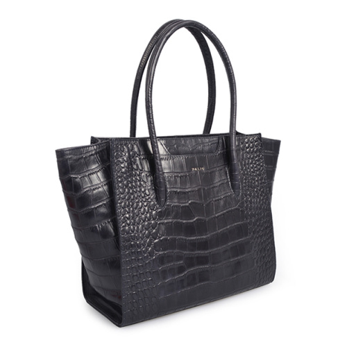 Crocodile Alligator Leather Retro Style Handbag Black