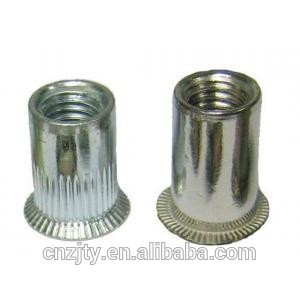 M6 M8 M10 rivut nut flat head knurled body stainless rivet nut