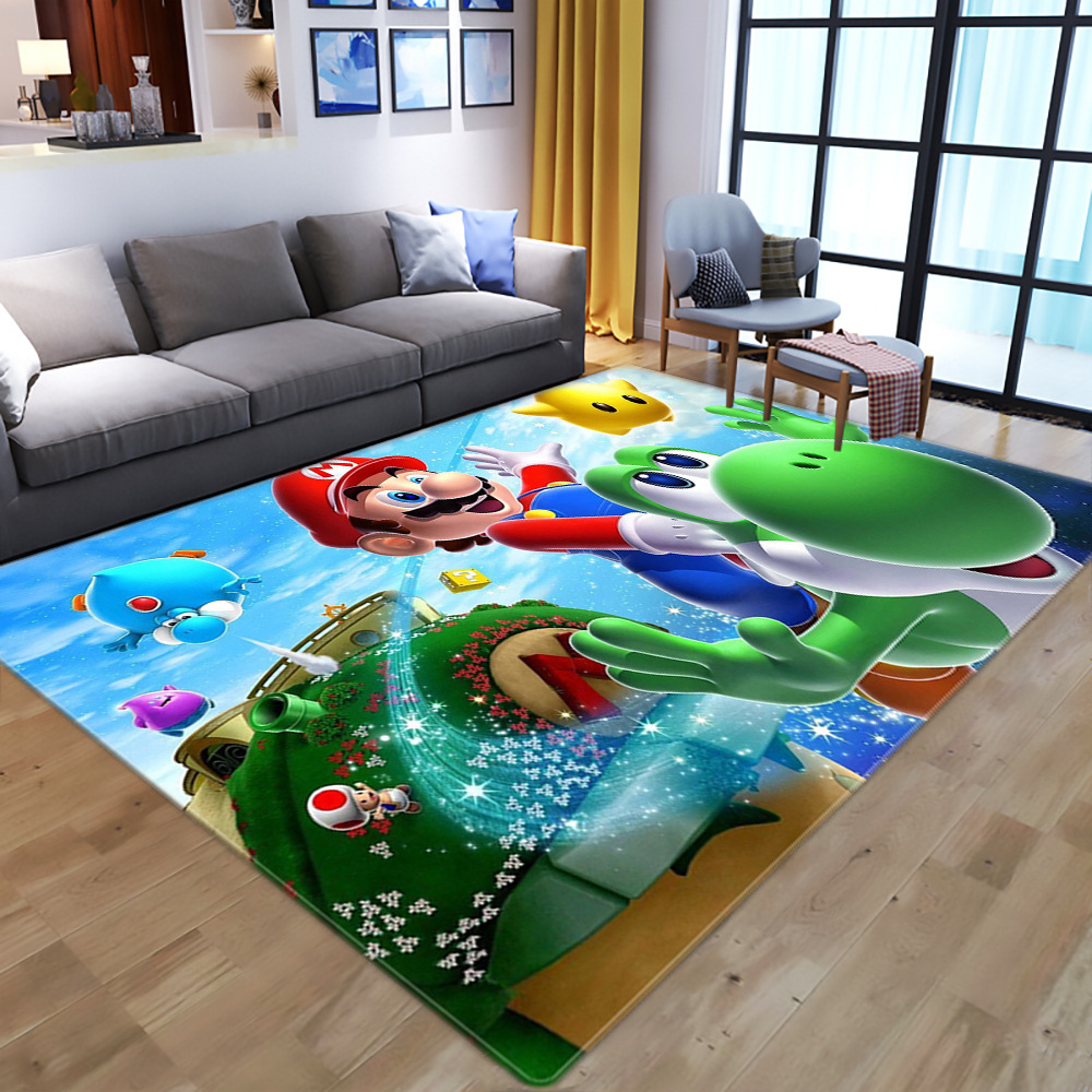 Anime Gamer Controller Kids Play Area Rugs Child Game Floor Mat Cartoon Super Mario Pattern 3D Printing Carpets for Living Room