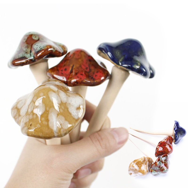 Ceramic Toadstools Simulation Mushroom Model Bonsai Ornament DIY Home Garden Lawn Decor 1pcs