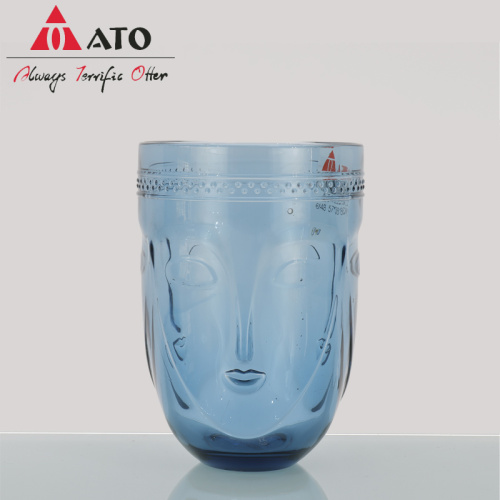 ATO Human Face Appearance Mouth Blue Glass cup