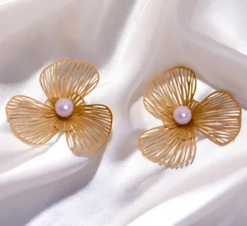 Fashionable Hollowed-out Flower Titanium Steel Earrings
