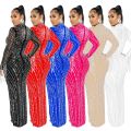 Sexy transparent crystal sleeveless evening gown