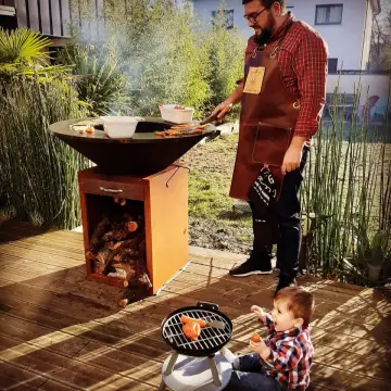 Rust Corten Steel Outdoor Fire Pit: Heavy Duty BBQ Grill