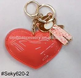 heart keyring/leather heart keychain/leather keychain/key chain/promotional gifts