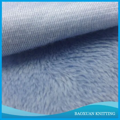100 Polyester cambridge blue short floss super soft velour fleece fabric knit for garment