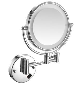 Round Base LED Magnifying Mirror Extendable Arm