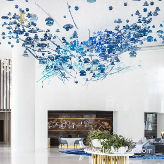 Ocean blue ball shape chandelier decoration hotel large popular chandelier shopping mall personalized custom chandelier