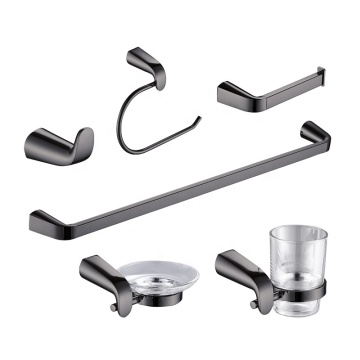Gun Metal 6-Piece Zinc Bathroom Accessory Set with Towel Ring, Soap Dispenser, and More