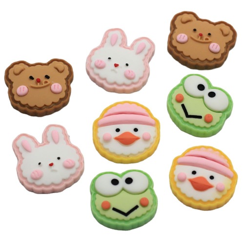 Cartoon Resin Animal Flat Back Charms Artificial Rabbit Bear Frog Home Ornament DIY Head Accessory Slime Filler