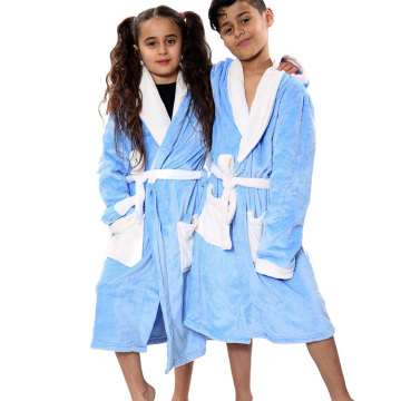 shawl collar kids bathrobe plush fleece children bathrobe