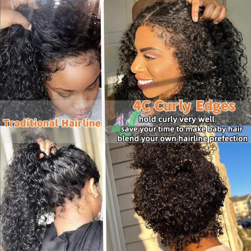 4C Kinky Curly Edges Hairline 360 Lace Front