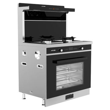Estufa integrada al por mayor con campana de gama y horno de gas de alta calidad para cocinar y asar al vapor
