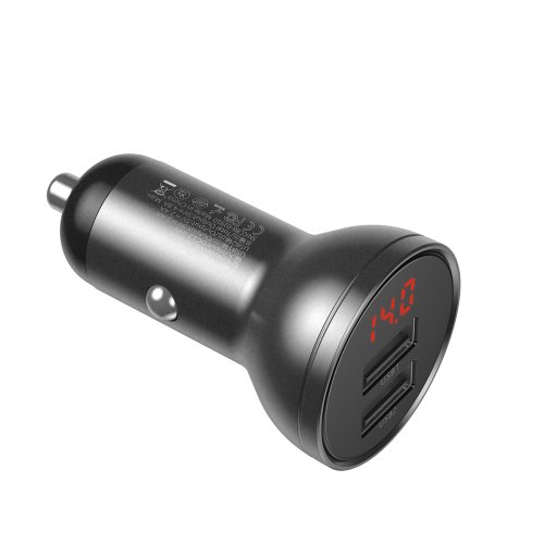 Simple Fast Car Charger Digital Display Dual USB 4.8A Car Charger Manufactory