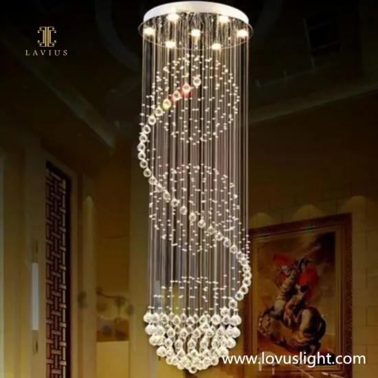 Modern light luxury crystal staircase chandelier Villa hotel staircase chandelier Personalized custom large chandelier