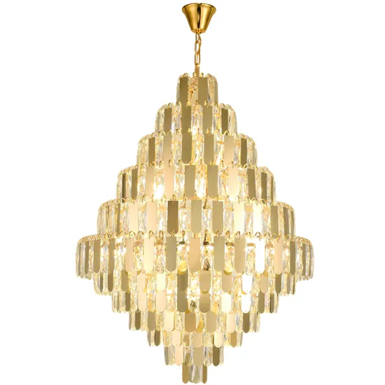 Large Stainless Steel Crystal Chandelier for Luxury Living Rooms and Hotels