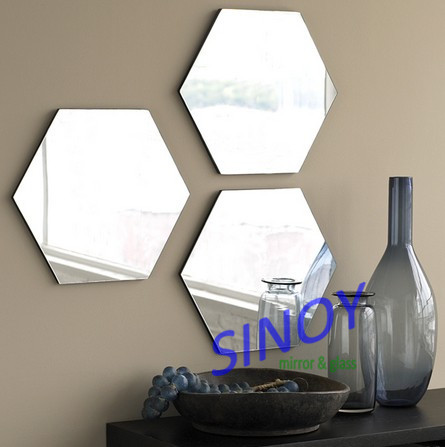 HOT! hexagon shaped mirror Decorative Mirror Tiles