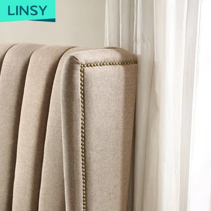 Linsy Simple Home Modern Fabric Bed Set American Double Luxury Bed Bedroom Furniture
