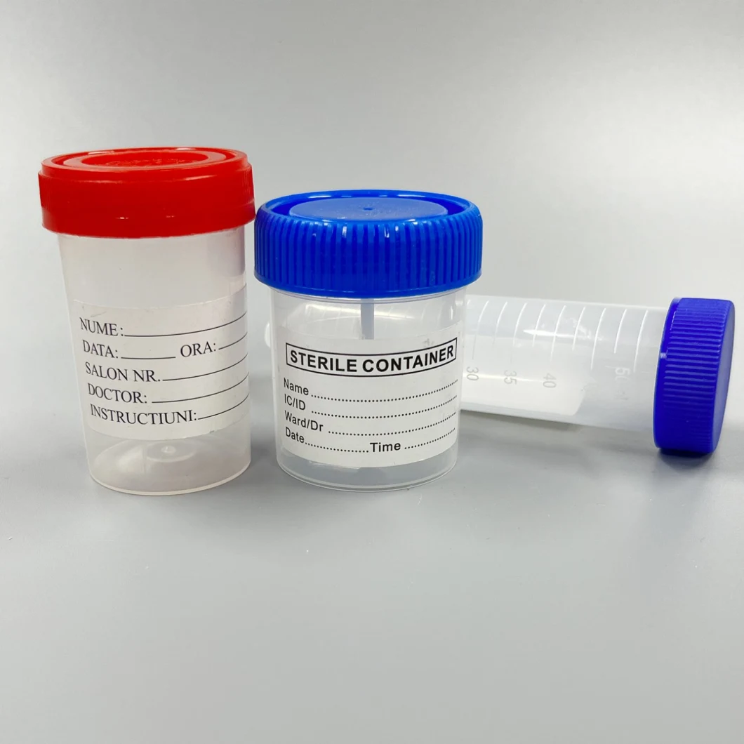 Siny de haute qualité 70 ml 100 ml en plastique stérile en plastique stérile Échantillon médical Collection d'urine Récipient d'urine