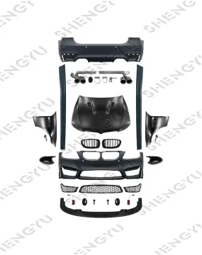 Front and Rear Bumper Kit for BMW 3 Series E90 09-12 to M4 Model - Includes Grille, Hood, Fenders, Side Skirts