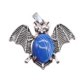 Blue Agate 13X18mm Cabs Antique Silver Alloy Antique Silver Alloy Bat Pendant Necklace 45cm Black Cord