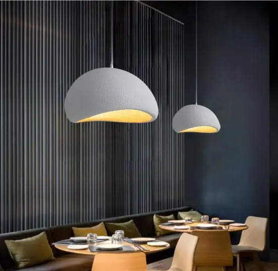 Wabi Sabi Style 30cm Dome Shade White Concrete Pendant Light E26/E27 Socket