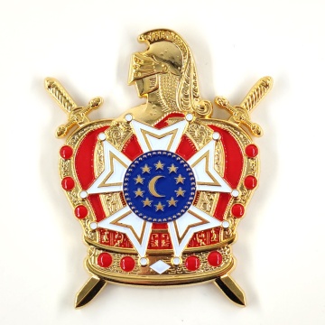 Metal Craft DeMolay Logo Car Badge: 3\" Gold Masonic Demolay Auto Emblem