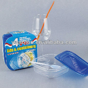 25oz/739ml square plastic food container with lid