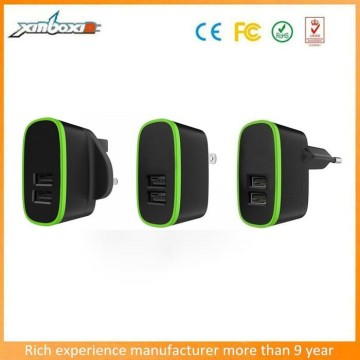 Hot Selling 2.1A 2-Port USB Wall Charger With UK/EU & US Plug