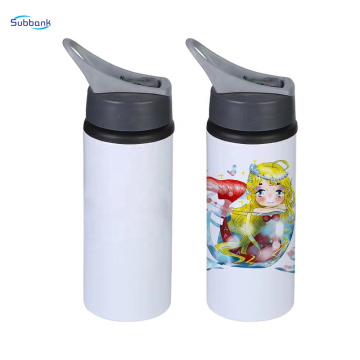 Subbank 500 ml Sportreisen Aluminium -Wasserflaschen mit Deckel und Stroh