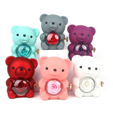 A1 New Rotating Bear Rose Jewelry Box
