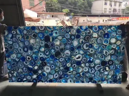 Chinese Transparent Natural Blue Agate Slab