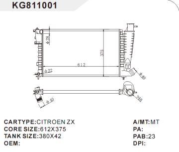 auto radiator car for CITROEN ZX
