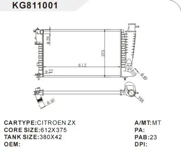 car radiator car for CITROEN ZX