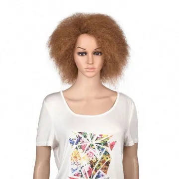 MYZYR own brand, Africacheap heat-resistant synthetic wig, fluffy short straight hair black yellow #99j color (yellow)