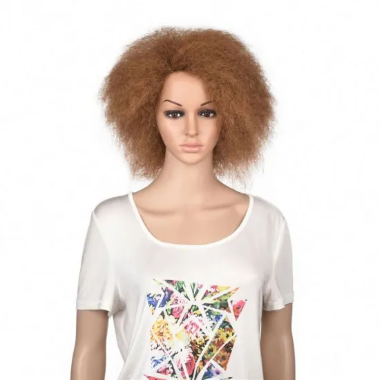MYZYR own brand, Africacheap heat-resistant synthetic wig, fluffy short straight hair black yellow #99j color (yellow)