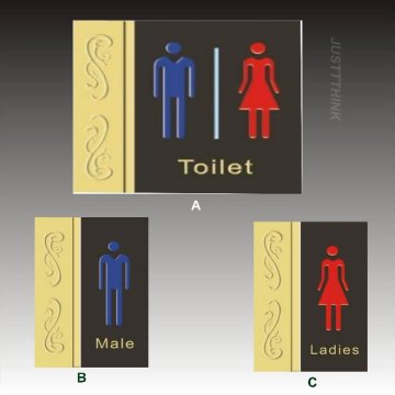 Customized Colorful Acrylic Toilet Sign FZ-HG-0328