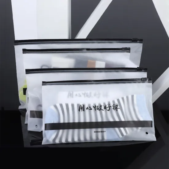 plastic matte ziplock bag with black zipper