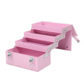 Caixa de vaidade para maquiagem rosa rosa com 3 camadas para meninas