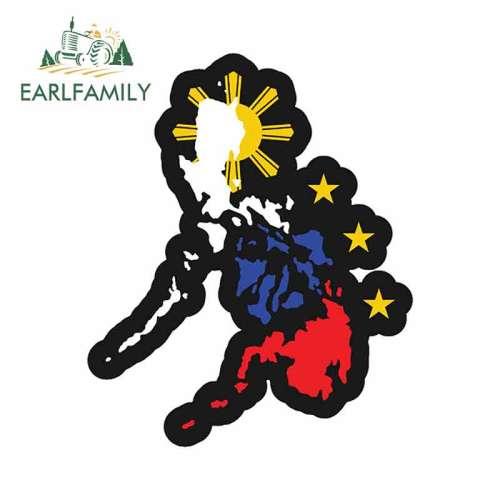 EARLFAMILY 13cm x 10.8cm Philippine Map Vinyl Decal Car Sticker Vinyl Skateboard Luggage Waterproof Car Styling Car Accessories