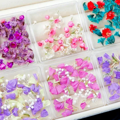 Monet Garden Nail Dryflower Charms Oil Painting - DIY Flower Nail Decorations