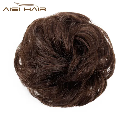 Aisi Hair Brazilian Human Hair Curly Brown Chignon Bun Elastic Rope Rubber Band Hairpiece Clip In Extension For Women