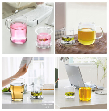 New Arrival ! "SAMADOYO" 400 ML Personal Office Glass Tea Cup With Filter With Lid